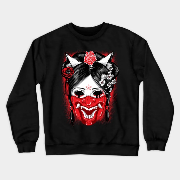 Hanya Mask Geisha Crewneck Sweatshirt by KawaiiDread